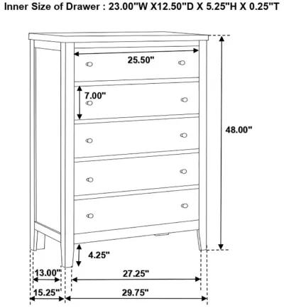 Carlton 5-drawer Rectangular Chest Cappuccino