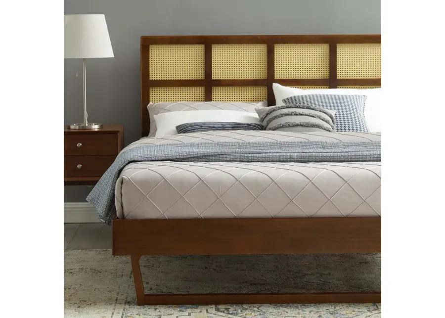 Sidney Cane And Wood Full Platform Bed With Angular Legs