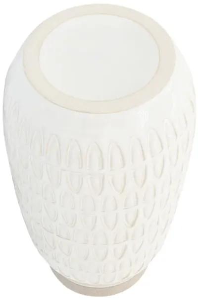 Ceramic, 10"h Carved Vase, Beige