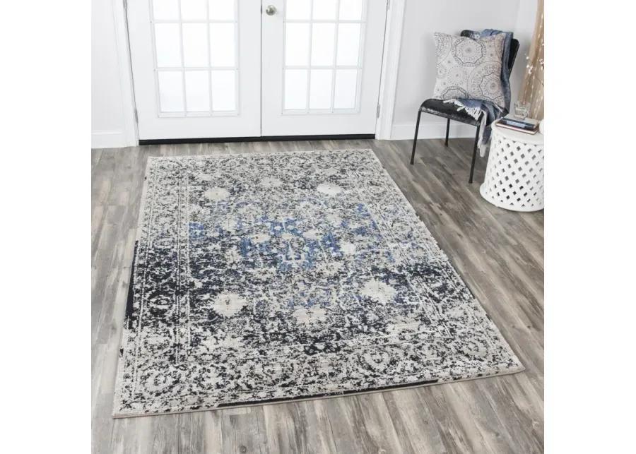 Panache Taupe/Blue Oriental Distress Polypropylene 7'10" x 10'10" Rectangle Rug