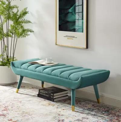 Guess Channel Tufted Performance Velvet Accent Bench