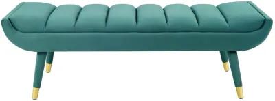 Guess Channel Tufted Performance Velvet Accent Bench