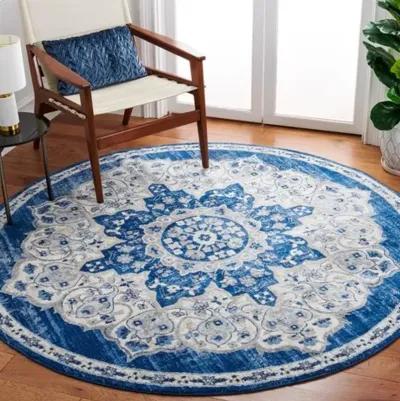 Brentwood 802 Navy / Ivory 6'-7" X 6'-7" Round Round Powerloomed Rug