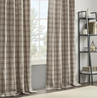 Madison Park Anaheim Brown Plaid Rod Pocket and Back Tab Curtain Panel with Fleece Lining