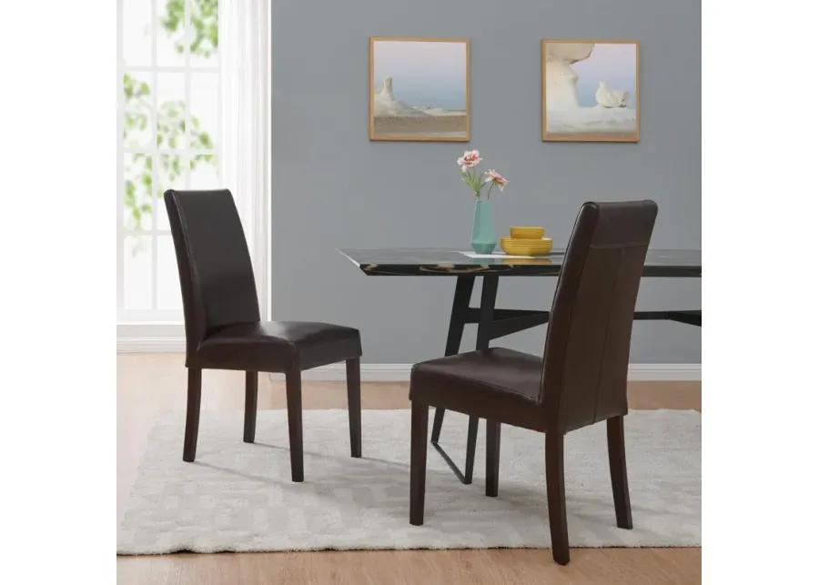 Hartford Leather Dining Side Chair, Brown (Set of 2)