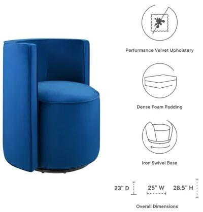 Della Performance Velvet Fabric Swivel Chair