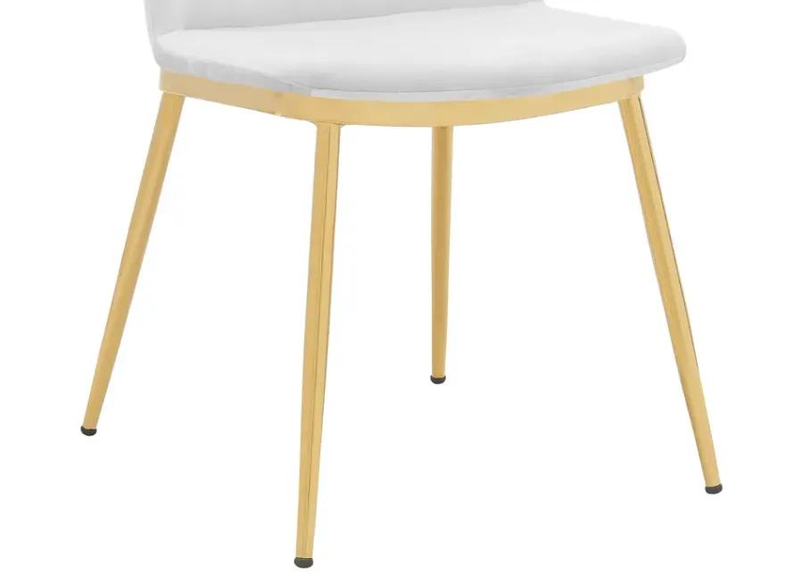 Messina Modern White Velvet and Gold Metal Leg Dining Room Chairs - Set of 2