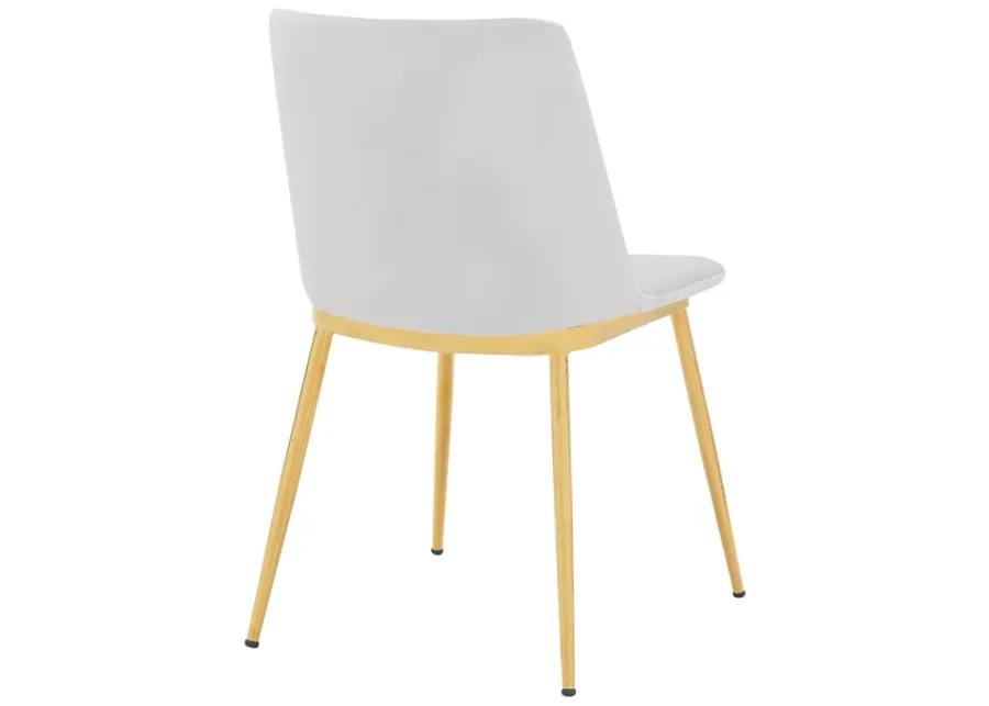 Messina Modern White Velvet and Gold Metal Leg Dining Room Chairs - Set of 2