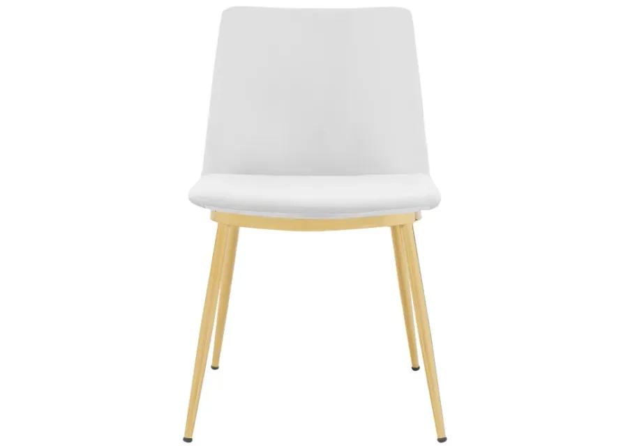 Messina Modern White Velvet and Gold Metal Leg Dining Room Chairs - Set of 2