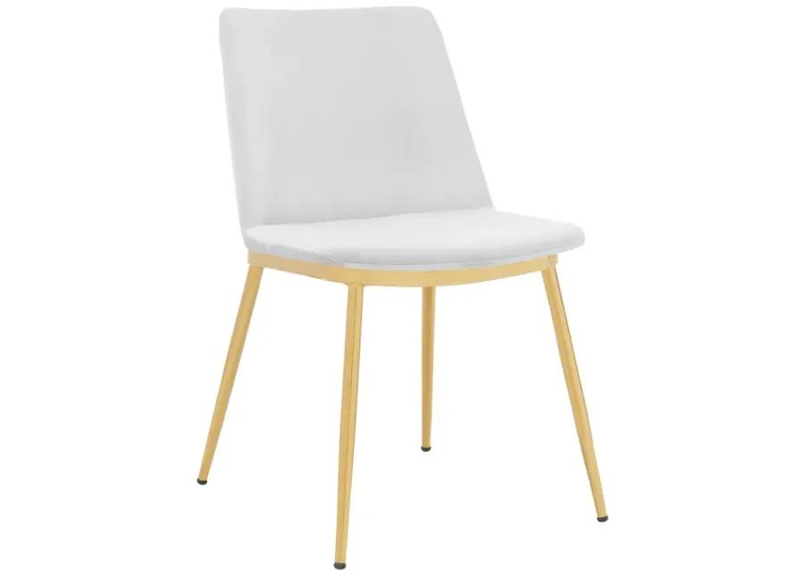 Messina Modern White Velvet and Gold Metal Leg Dining Room Chairs - Set of 2