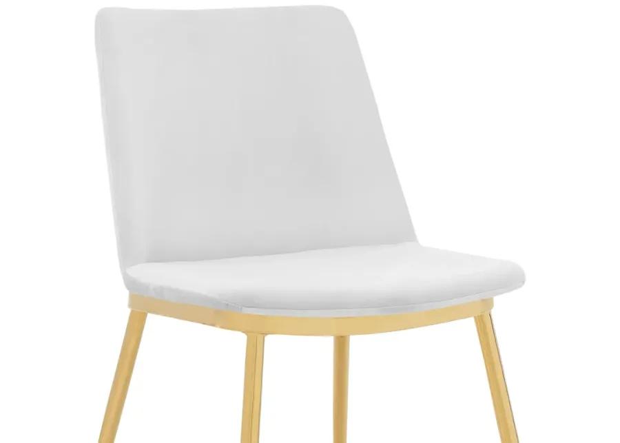 Messina Modern White Velvet and Gold Metal Leg Dining Room Chairs - Set of 2