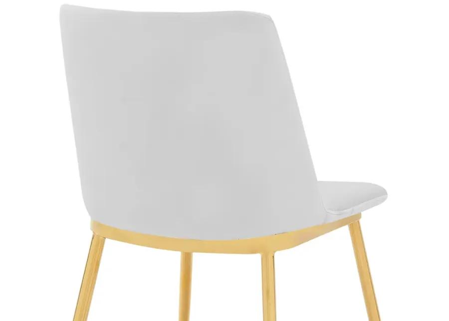 Messina Modern White Velvet and Gold Metal Leg Dining Room Chairs - Set of 2