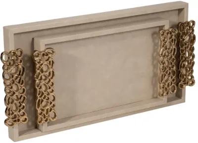 S/2 16/22" Trays With Gold Open Cut-out Handles, I