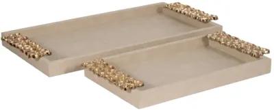 S/2 16/22" Trays With Gold Open Cut-out Handles, I