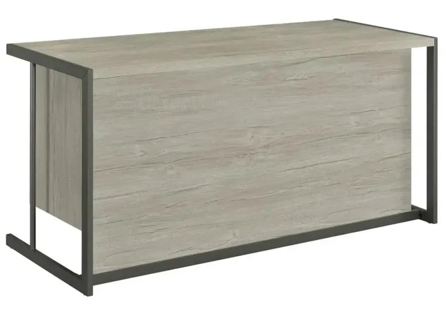 Skelmersdale 4-Drawer Rectangular Office Desk Whitewashed Grey And Gunmetal