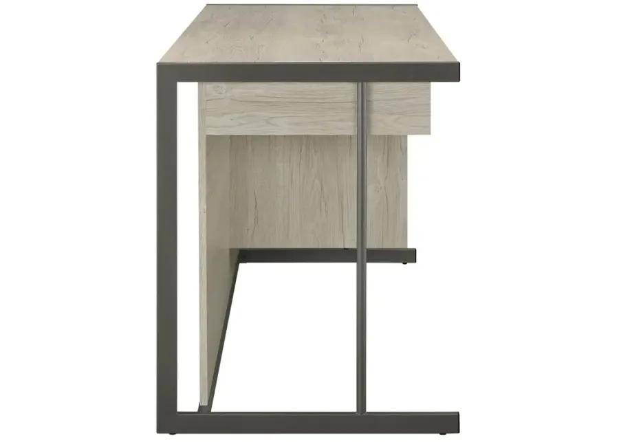 Skelmersdale 4-Drawer Rectangular Office Desk Whitewashed Grey And Gunmetal