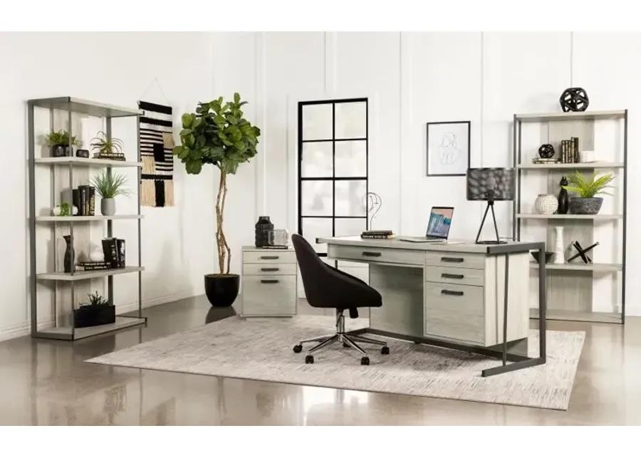 Skelmersdale 4-Drawer Rectangular Office Desk Whitewashed Grey And Gunmetal