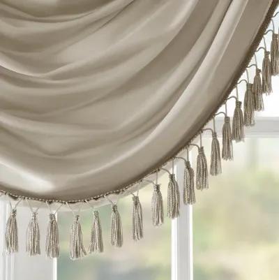 Madison Park Elena Champagne Faux Silk Waterfall Embellished Valance