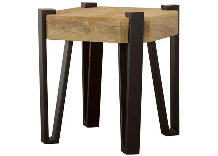 Winston Wooden Square Top End Table Natural and Matte Black