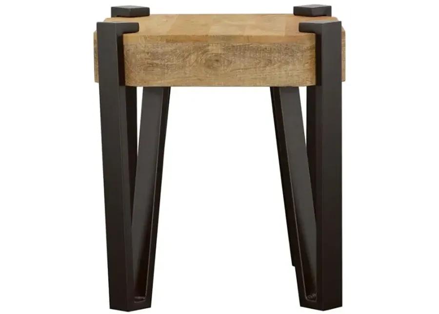 Winston Wooden Square Top End Table Natural and Matte Black