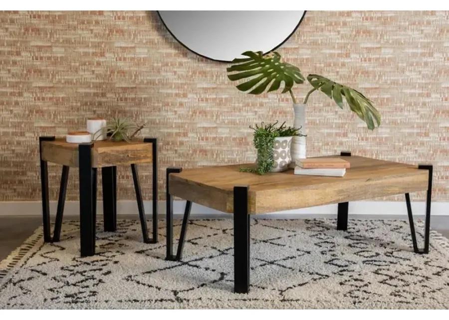 Winston Wooden Square Top End Table Natural and Matte Black