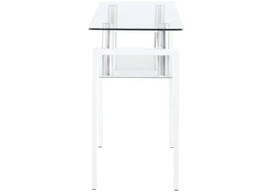 Dyer Rectangular Glass Top Sofa Table With Shelf White