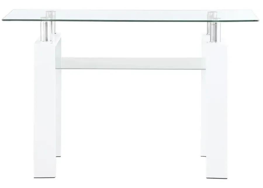 Dyer Rectangular Glass Top Sofa Table With Shelf White