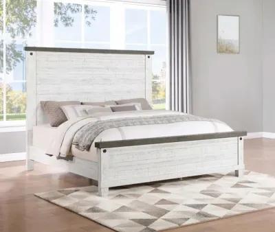 Lilith Queen Panel Bed Distressed Grey and White