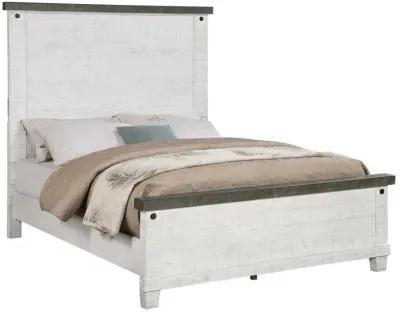 Lilith Queen Panel Bed Distressed Grey and White