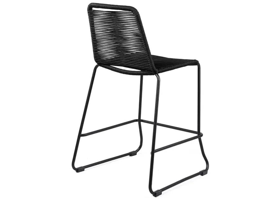 Shasta 30" Outdoor Metal and Black Rope Stackable Barstool - Set of 2