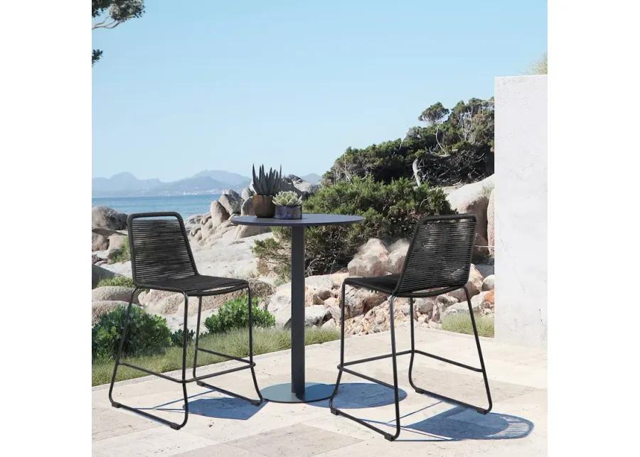 Shasta 30" Outdoor Metal and Black Rope Stackable Barstool - Set of 2