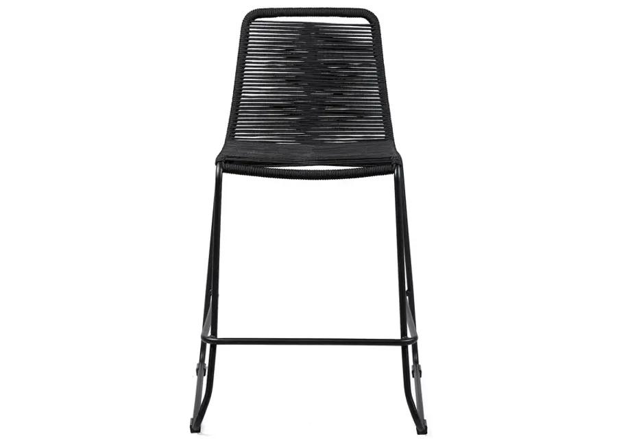 Shasta 30" Outdoor Metal and Black Rope Stackable Barstool - Set of 2