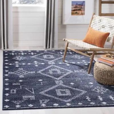 ADIRONDACK Contemporary Navy / Silver 5'-1" X 7'-6" Powerloomed Rug