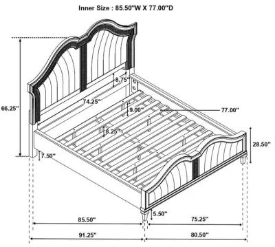 Evangeline Tufted Upholstered Platform California King Bed Ivory and Silver Oak