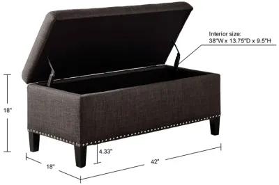 Madison Park Shandra II Charcoal Tufted Top Soft Close Storage Bench