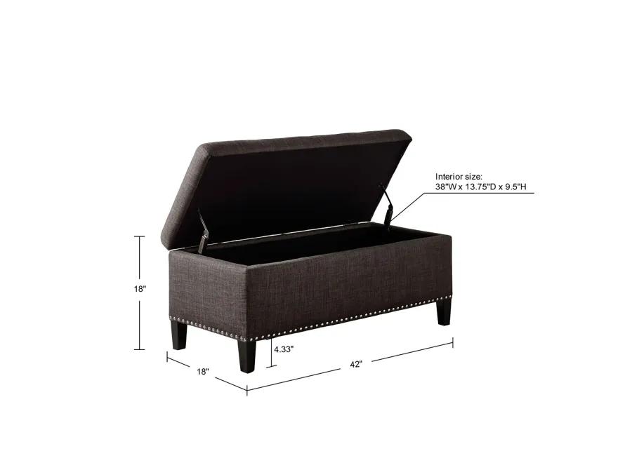 Madison Park Shandra II Charcoal Tufted Top Soft Close Storage Bench