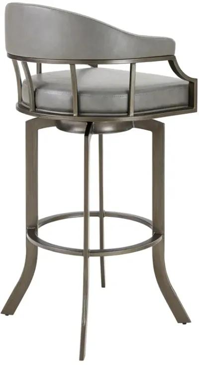 Pharaoh Swivel 30" Mineral Finish and Gray Faux Leather Bar Stool