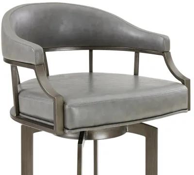 Pharaoh Swivel 30" Mineral Finish and Gray Faux Leather Bar Stool