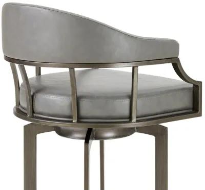 Pharaoh Swivel 30" Mineral Finish and Gray Faux Leather Bar Stool