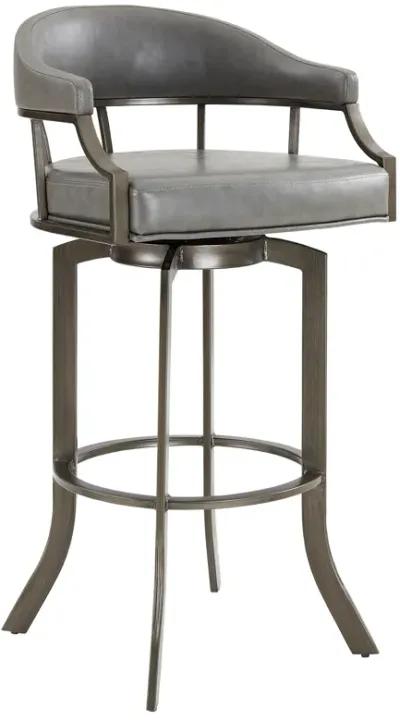 Pharaoh Swivel 30" Mineral Finish and Gray Faux Leather Bar Stool