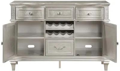 Evangeline 4-drawer Sideboard Server with Faux Diamond Trim Silver Oak