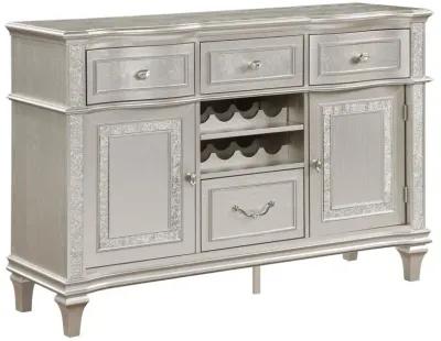 Evangeline 4-drawer Sideboard Server with Faux Diamond Trim Silver Oak