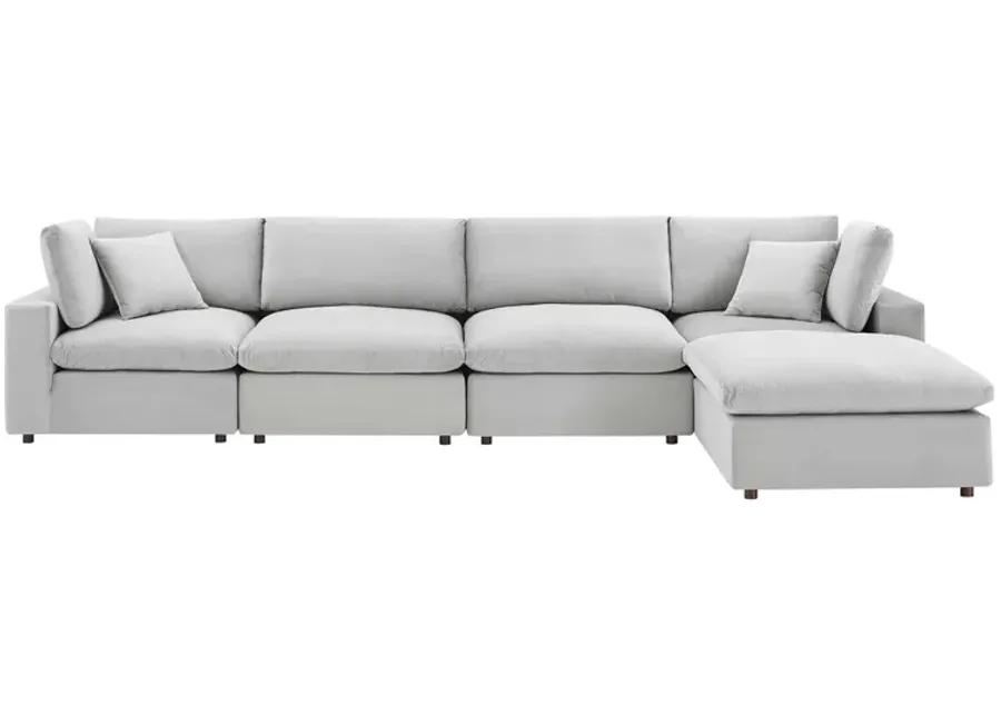 Commix Down Filled Overstuffed Performance Velvet 5-Piece Sectional Sofa