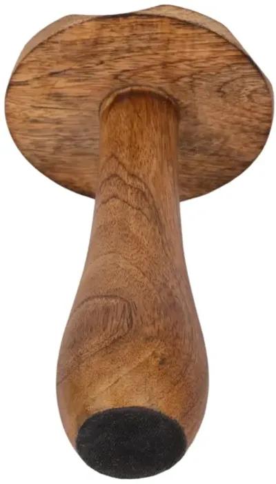 8" Wood Mushroom With White Dots, Brown