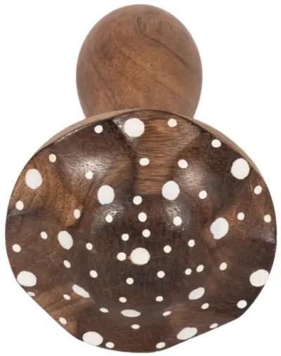 8" Wood Mushroom With White Dots, Brown