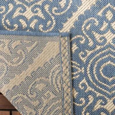 Safavieh BEACH HOUSE Collection BHS132N-5 Cream / Blue 5'-3" X 7'-6"