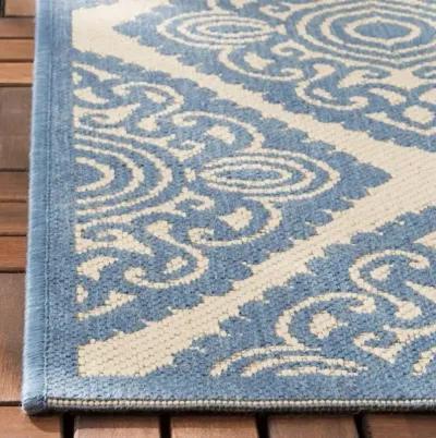 Safavieh BEACH HOUSE Collection BHS132N-5 Cream / Blue 5'-3" X 7'-6"