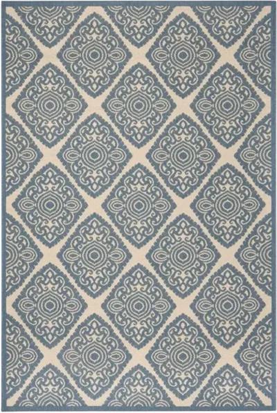 Safavieh BEACH HOUSE Collection BHS132N-5 Cream / Blue 5'-3" X 7'-6"