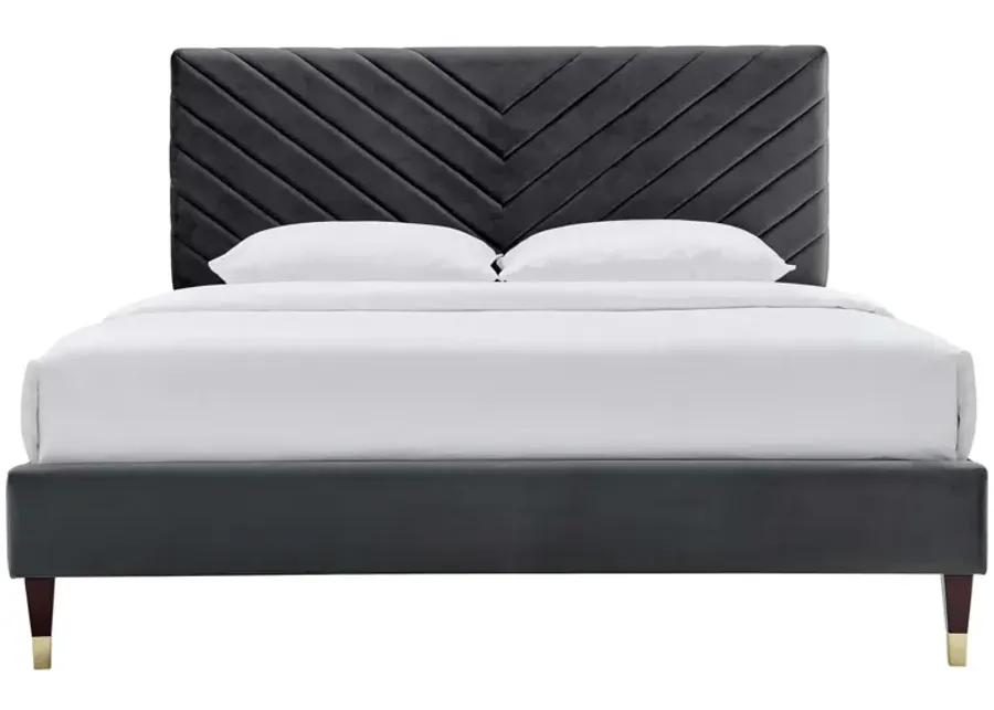 Roxanne Performance Velvet Queen Platform Bed