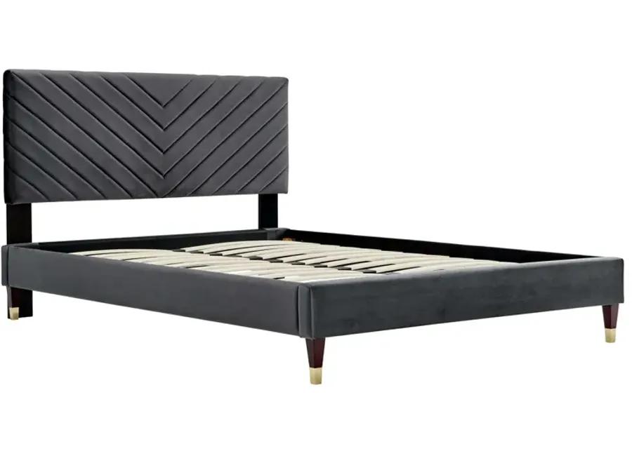 Roxanne Performance Velvet Queen Platform Bed